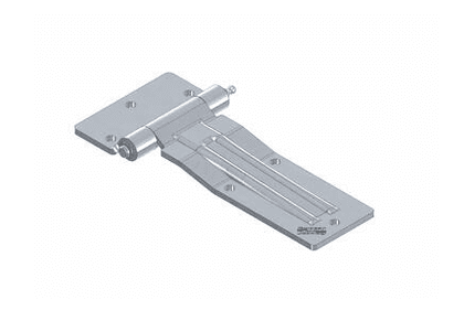 Dobradiça lateral para portas de grandes dimensões com alavanca de dobradiça deslocada para vedações e perfis até ao máximo.