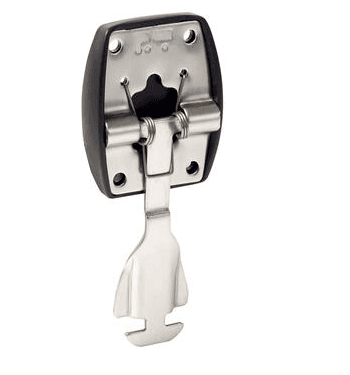 GANCHO DE FIXADOR DE PORTA INOX COM BASE DE PLÁSTICO PRETO